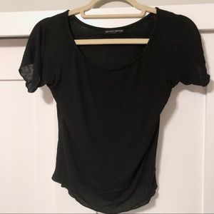 Plain black partially sheer t-shirt